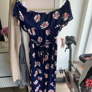 Blue and White Floral Maxi Dress